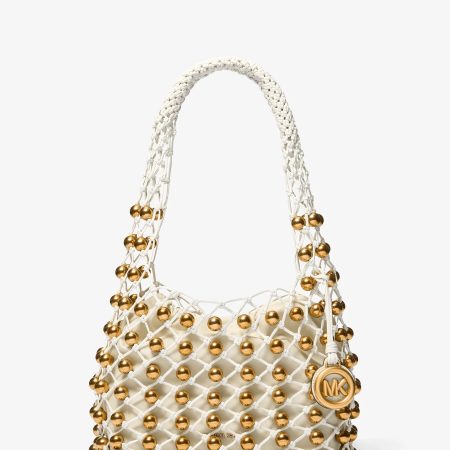 Michael Kors Limited-Edition Gwen Small Studded Hand-Woven Leather Hobo Shoulder Bag