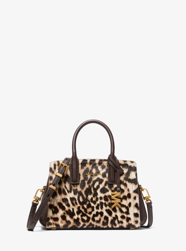 Michael Kors Laila Small Leopard Print Calf Hair Satchel