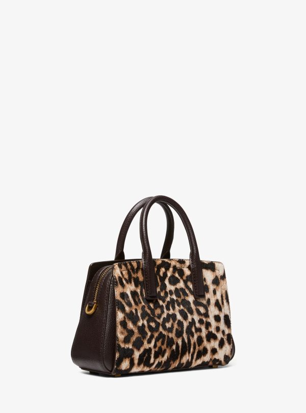 Michael Kors Laila Small Leopard Print Calf Hair Satchel
