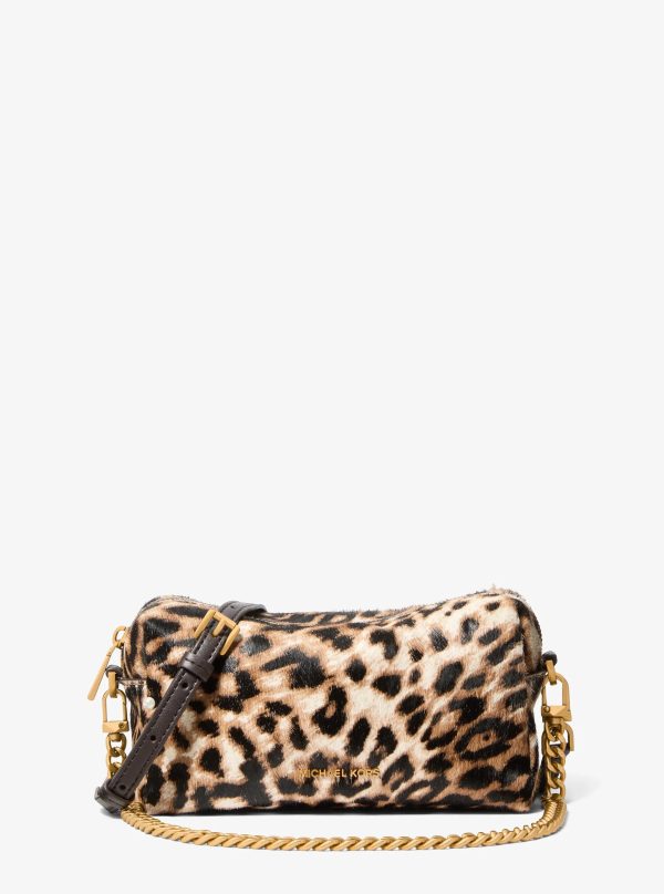 Michael Kors Bryant Small Leopard Print Calf Hair Convertible Crossbody Bag