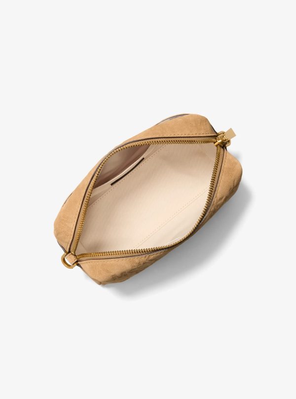 Michael Kors Bryant Small Logo Embossed Suede Convertible Crossbody Bag