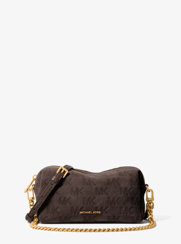 Michael Kors Bryant Small Logo Embossed Suede Convertible Crossbody Bag