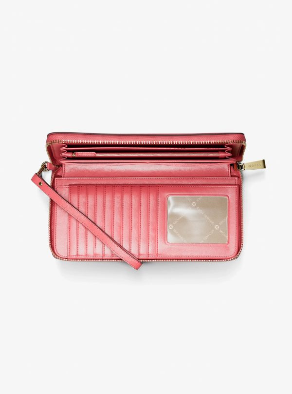 Michael Kors Jet Set Travel Large Pebbled Leather Continental Wallet
