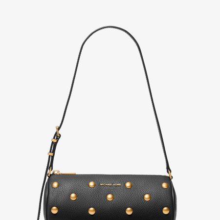 Michael Kors Izzy Small Studded Pebbled Leather Barrel Pochette