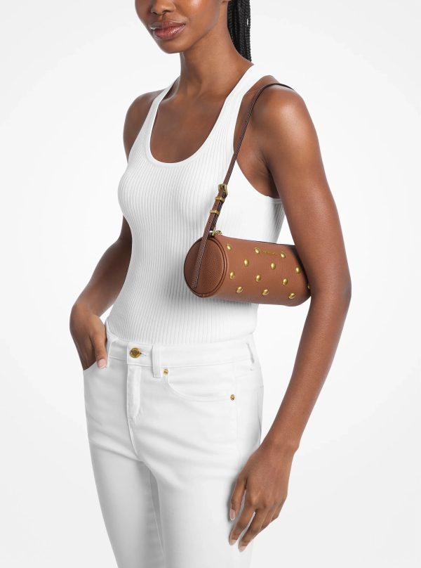 Michael Kors Izzy Small Studded Pebbled Leather Barrel Pochette