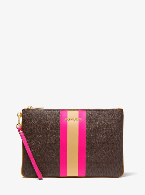 Michael Kors Large Logo Stripe Zip Pouch