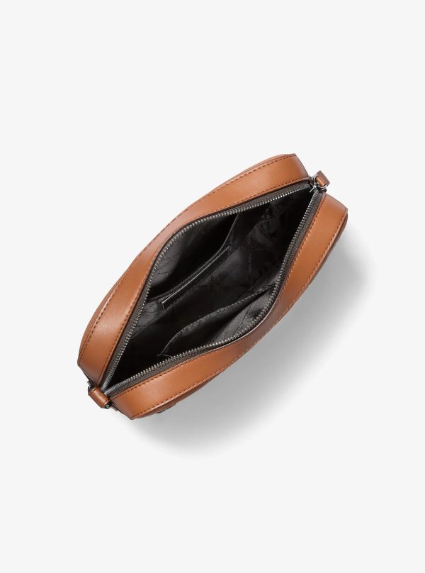 Michael Kors Jet Set Logo Embossed Leather Crossbody Bag
