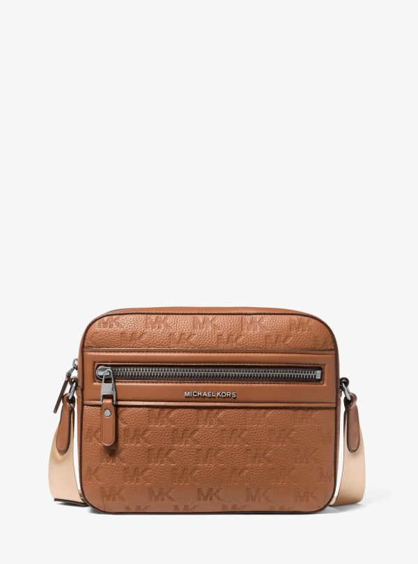 Michael Kors Jet Set Logo Embossed Leather Crossbody Bag