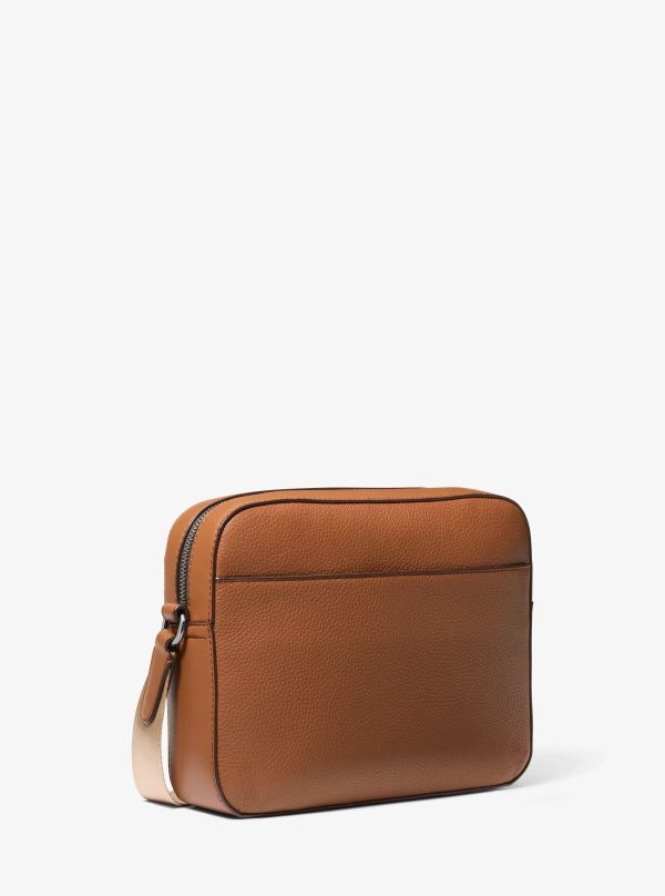 Michael Kors Jet Set Logo Embossed Leather Crossbody Bag
