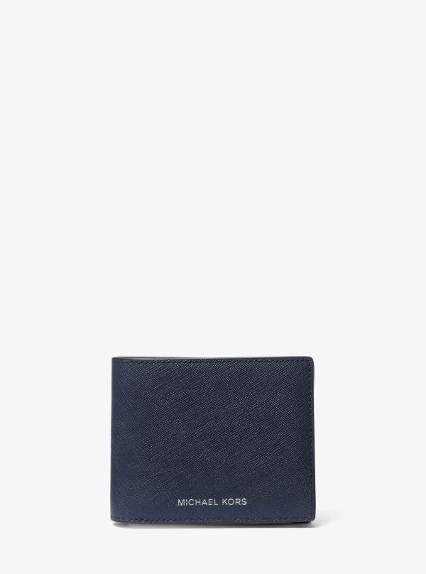 Michael Kors Varick Saffiano Leather Billfold Wallet With Passcase