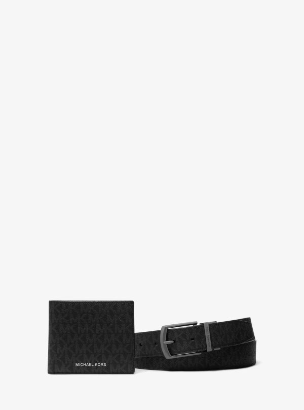 Michael Kors Signature Logo Wallet and Belt Gift Set