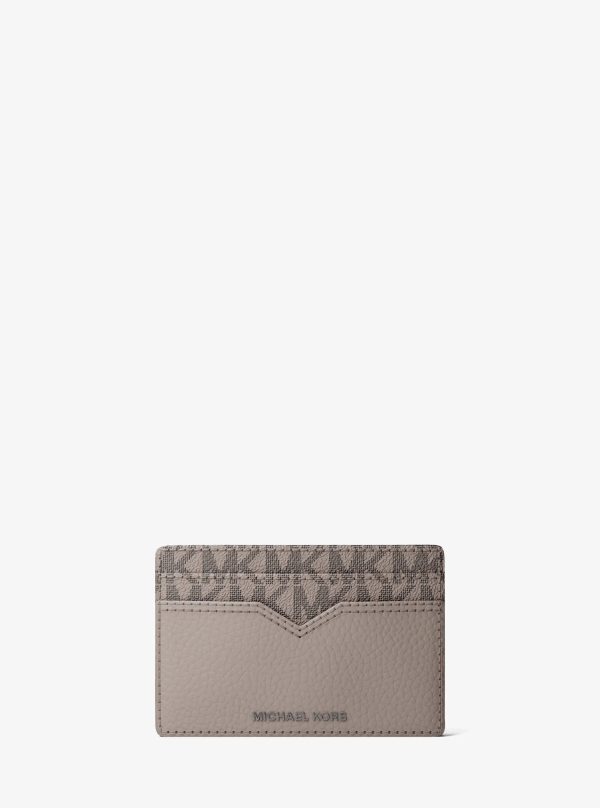 Michael Kors Hudson Pebbled Leather and Signature Logo Money Clip Card Case