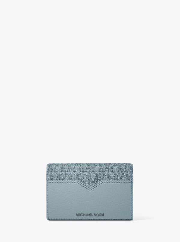 Michael Kors Hudson Pebbled Leather and Signature Logo Money Clip Card Case