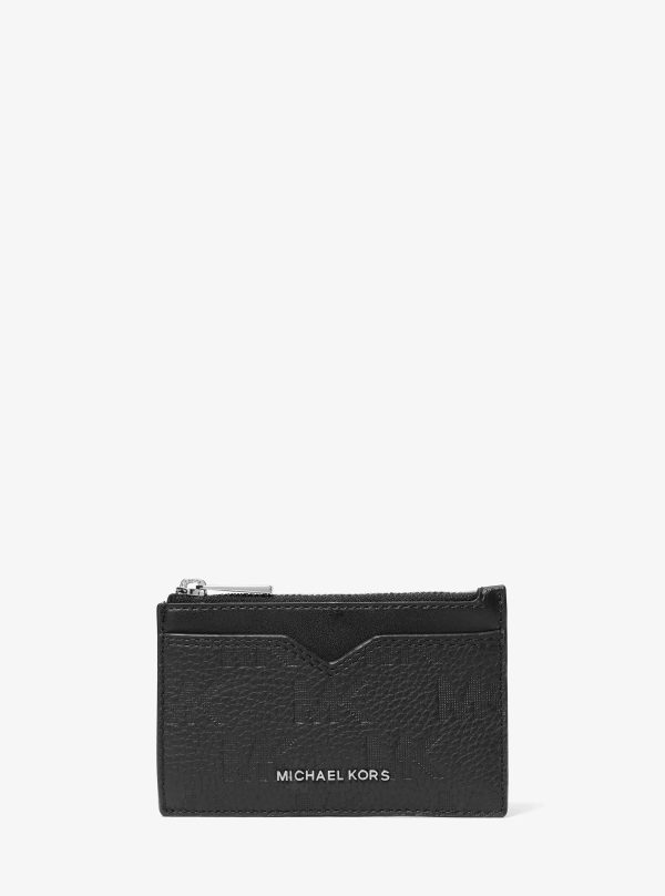 Michael Kors Hudson Logo Embossed Leather Card Case