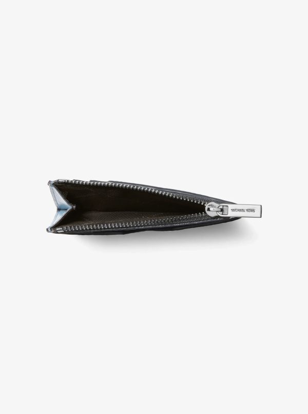 Michael Kors Hudson Logo Embossed Leather Card Case