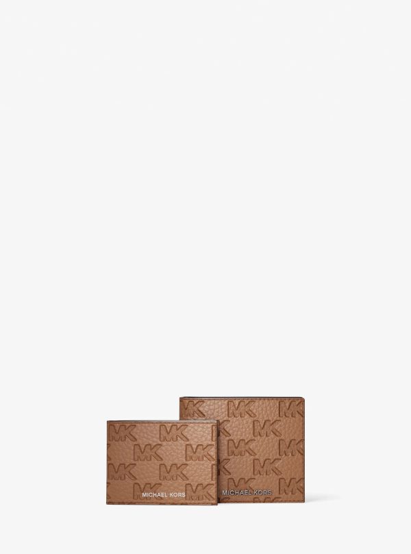 Michael Kors Hudson Logo Embossed Leather Billfold Wallet and Passcase