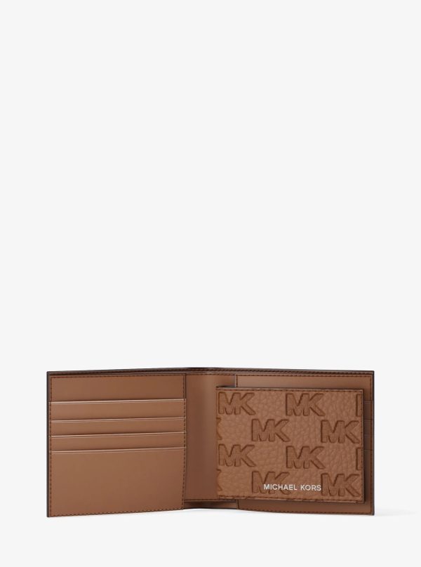 Michael Kors Hudson Logo Embossed Leather Billfold Wallet and Passcase