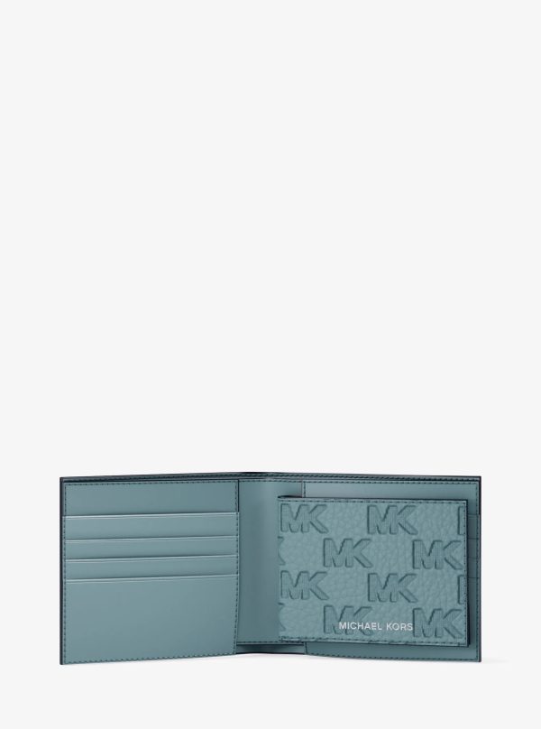 Michael Kors Hudson Logo Embossed Leather Billfold Wallet and Passcase
