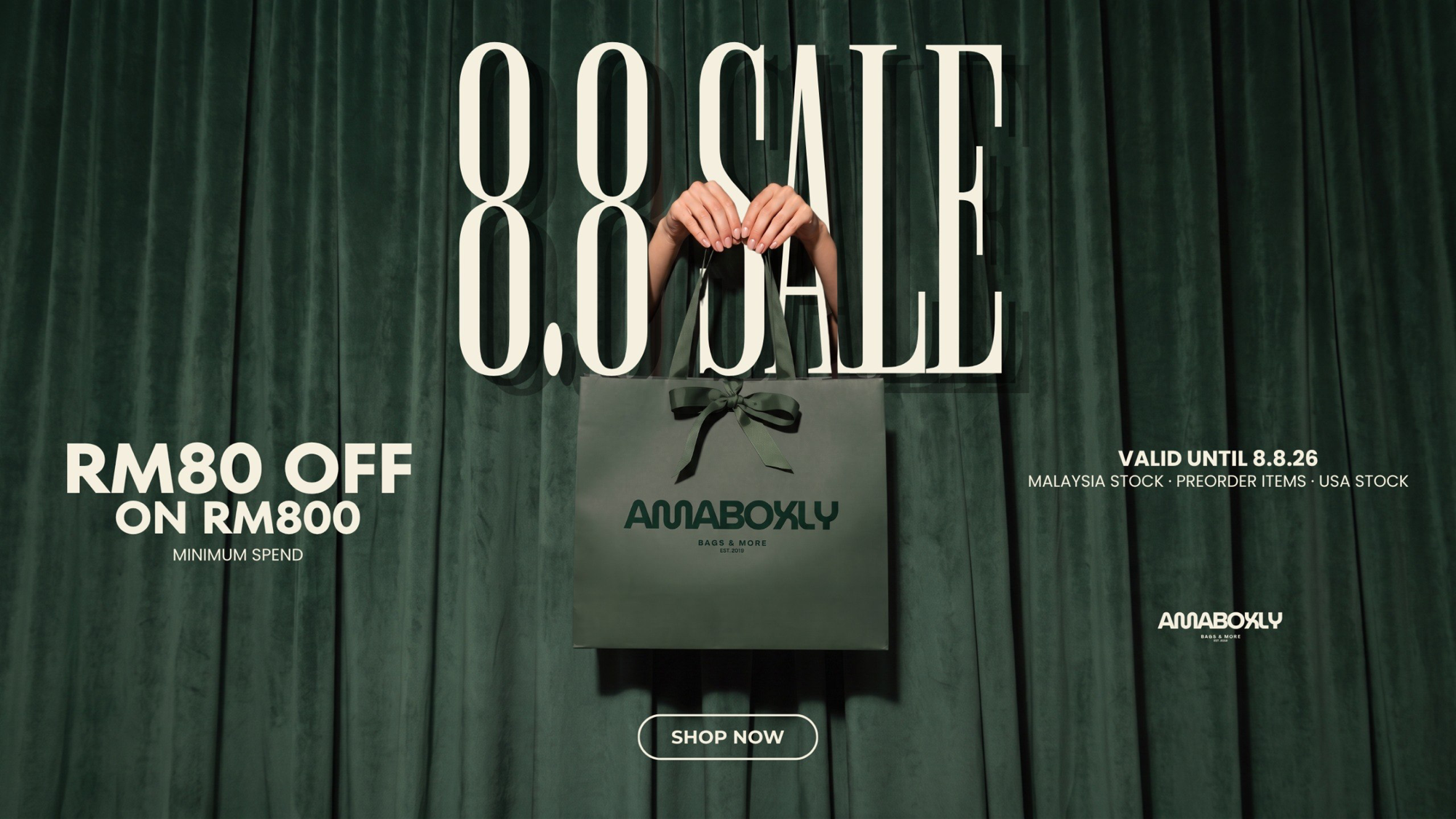 Amaboxly 8.8 Sale — RM80 off with RM800 minimum spend, valid until 8.8.2026