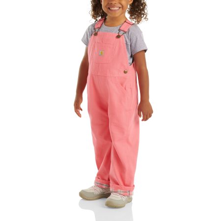 Carhartt Girls' Loose Fit Canvas Flannel Lined Bib Overall
