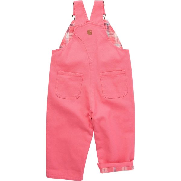 Carhartt Girls' Loose Fit Canvas Flannel Lined Bib Overall