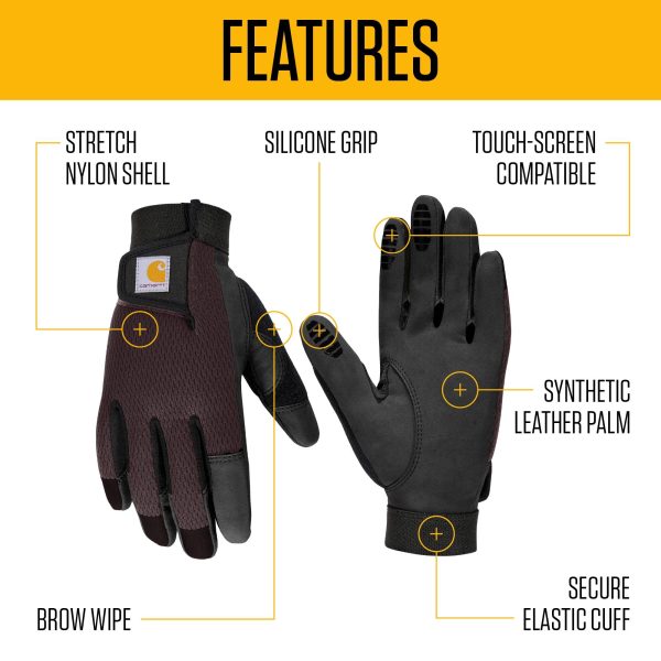 Carhartt Women's Synthetic Leather High Dexterity Touch Sensitive Secure Cuff Glove