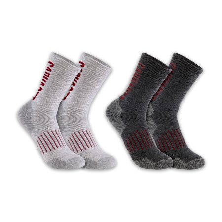 Carhartt Midweight Synthetic-Wool Blend Logo Crew Sock 2-Pack