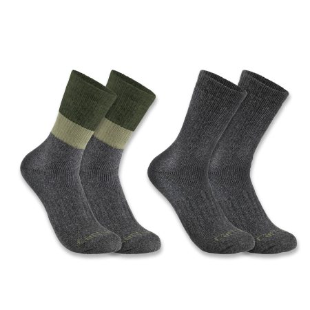 Carhartt Midweight Synthetic-Wool Blend Colorblock Crew Sock 2-Pack