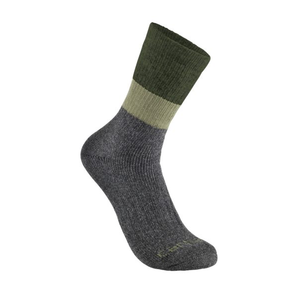 Carhartt Midweight Synthetic-Wool Blend Colorblock Crew Sock 2-Pack