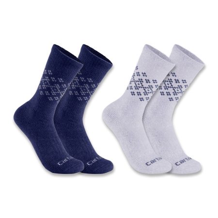 Carhartt Women's Midweight Synthetic-Wool Blend Fairisle Crew Sock 2-Pack