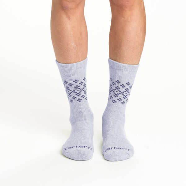 Carhartt Women's Midweight Synthetic-Wool Blend Fairisle Crew Sock 2-Pack