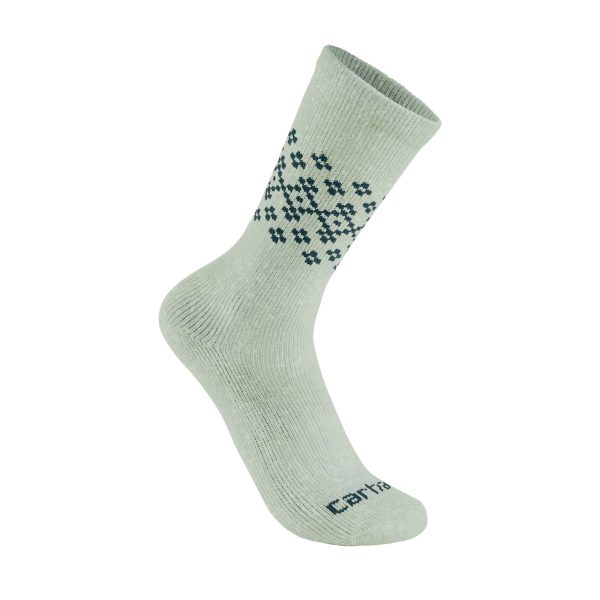 Carhartt Women's Midweight Synthetic-Wool Blend Fairisle Crew Sock 2-Pack
