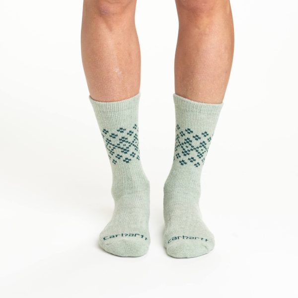 Carhartt Women's Midweight Synthetic-Wool Blend Fairisle Crew Sock 2-Pack