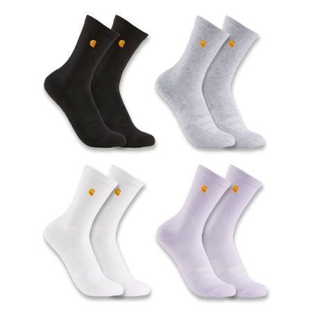 Carhartt Kids' Midweight Embroidered Crew Sock 4-Pack (Youth)