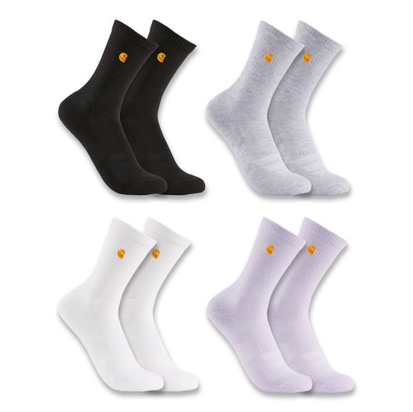 Carhartt Kids' Midweight Embroidered Crew Sock 4-Pack (Youth)