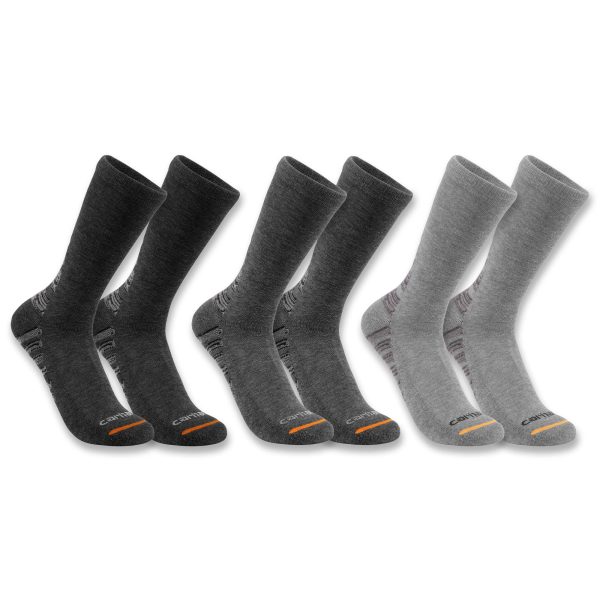 Carhartt Midweight Synthetic-Cotton Blend Crew Sock 3-Pack