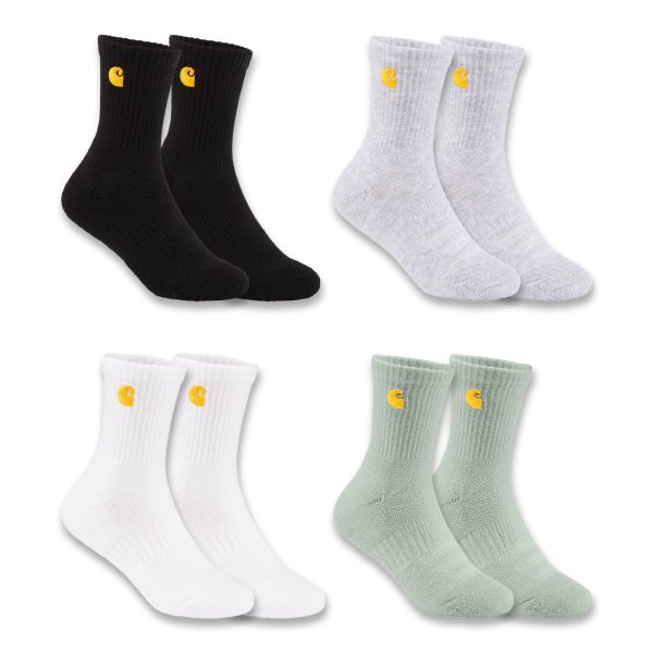 Carhartt Kids' Midweight Embroidered Crew Sock 4-Pack