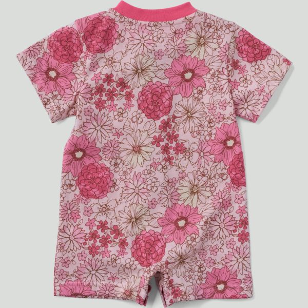 Carhartt Girls' Short Sleeve Floral Henley Pocket Romper (Baby)