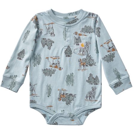 Carhartt Boys' Long Sleeve Printed Henley Bodysuit (Baby)