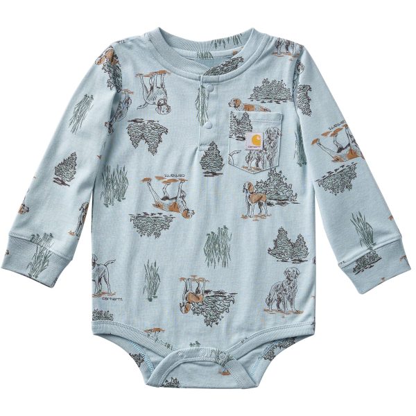 Carhartt Boys' Long Sleeve Printed Henley Bodysuit (Baby)