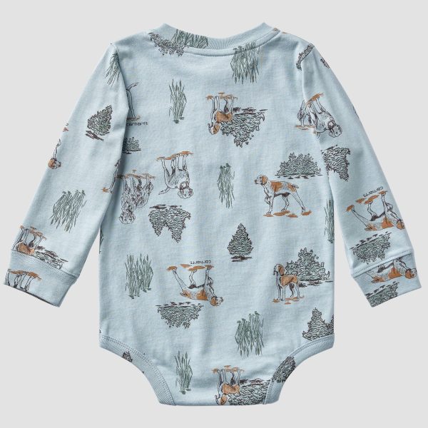 Carhartt Boys' Long Sleeve Printed Henley Bodysuit (Baby)