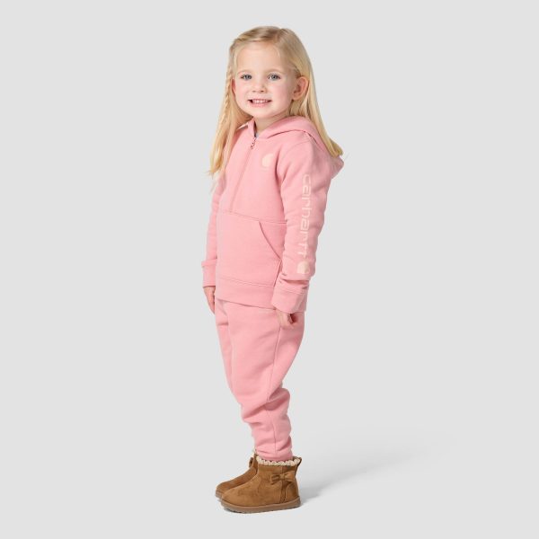 Carhartt Girls' Long Sleeve Half-Zip Hooded Logo Sweatshirt (Baby/Toddler)