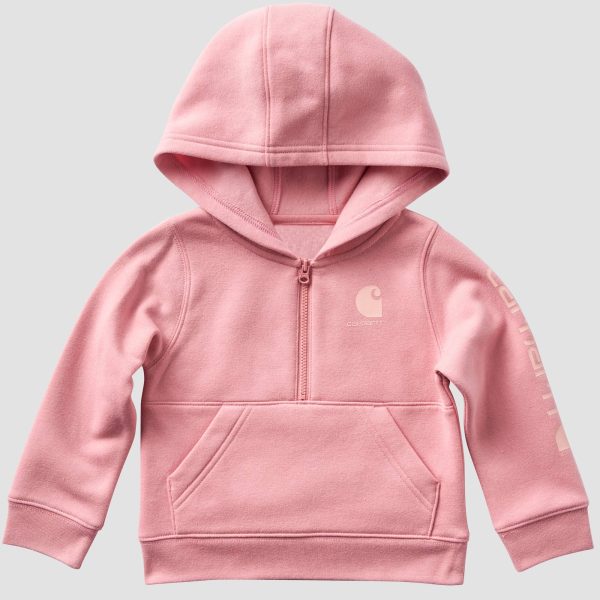 Carhartt Girls' Long Sleeve Half-Zip Hooded Logo Sweatshirt (Baby/Toddler)