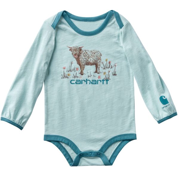 Carhartt Girls' Long Sleeve Cow Bodysuit (Baby)