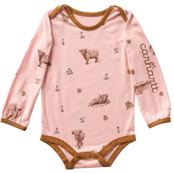 Carhartt Girls' Long Sleeve Cow Print Bodysuit (Baby)
