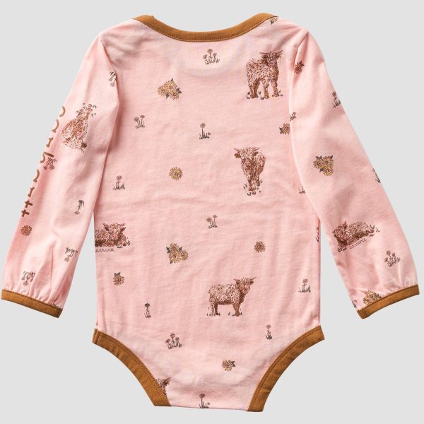 Carhartt Girls' Long Sleeve Cow Print Bodysuit (Baby)