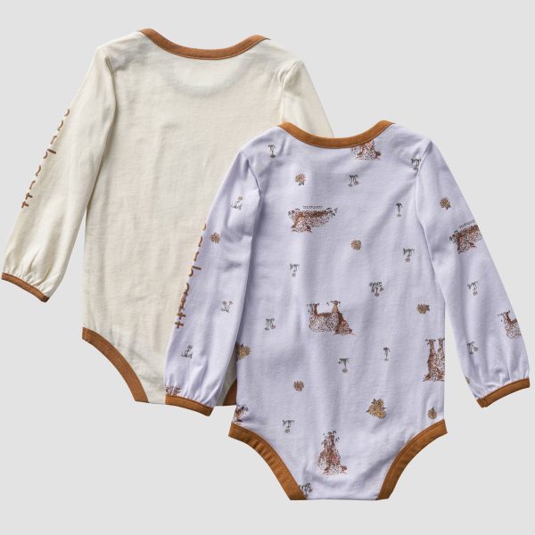 Carhartt Girls' 2-Piece Long Sleeve Farm Print Bodysuits Set (Baby)
