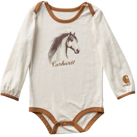 Carhartt Girls' Long Sleeve Horse Bodysuit (Baby)