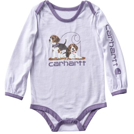 Carhartt Girls' Long Sleeve Puppies Bodysuit (Baby)