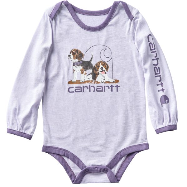 Carhartt Girls' Long Sleeve Puppies Bodysuit (Baby)